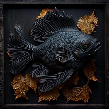 3D model Dark grey oranda fish (STL)